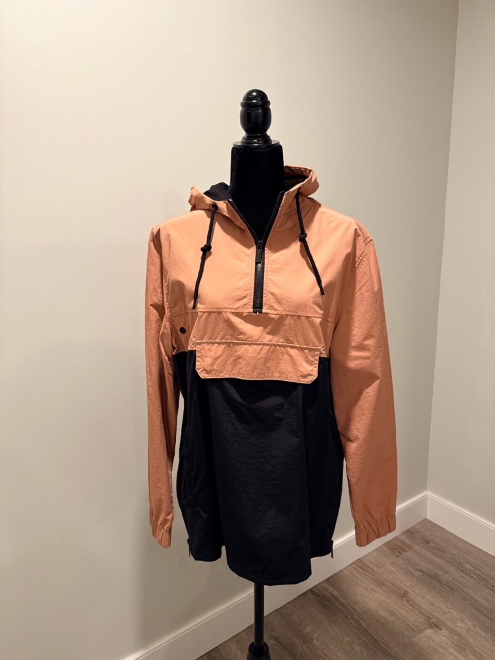 Lightweight Peach and Black Hooded Shell Jacket